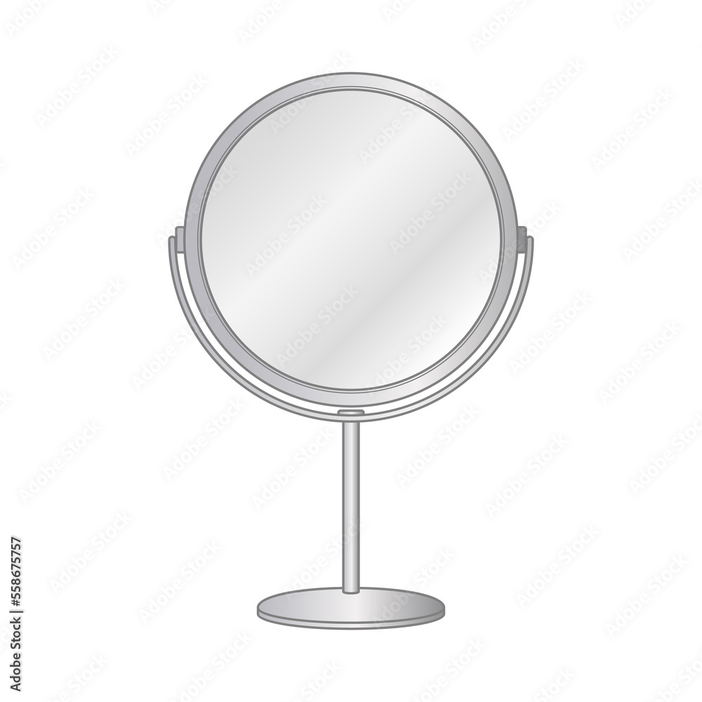 Fototapeta premium Round freehand mirror for make up. Illustration on transparent background
