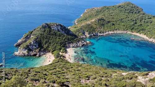 Porto Timoni beach, double beach paradise in Corfu, Ionian island, Greece, Europe