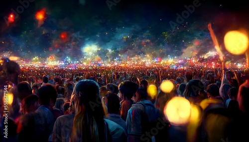 Night festival with lot of colorful lights