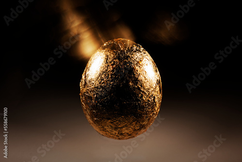 golden plated natural egg prepared for easter