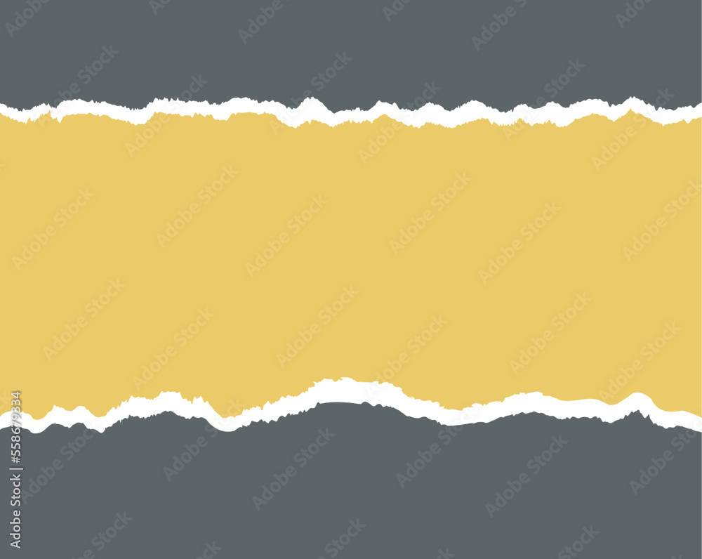 Yellow torn paper on gray background. Vector realistic Mockup ...