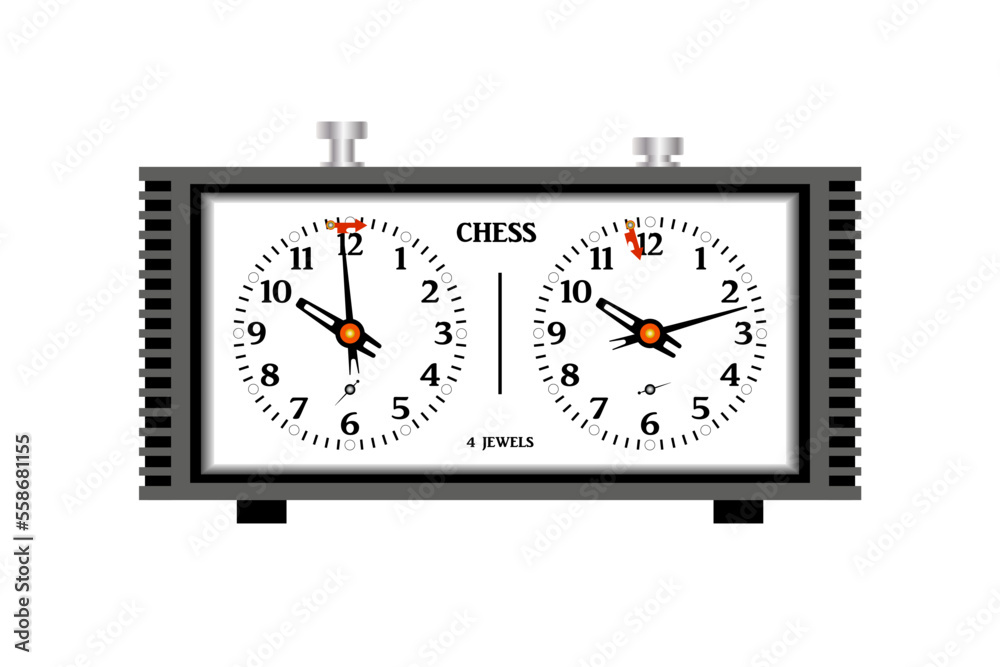 Obraz premium Chess clock, typical analog chess clock vector illustration