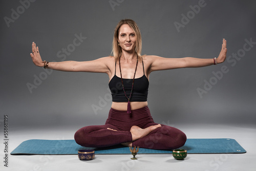 Woman yoga practitioner exercising