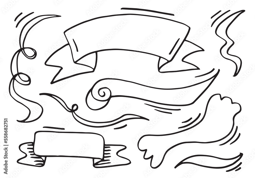 Fototapeta premium set of hand-drawn doodle banner flags.