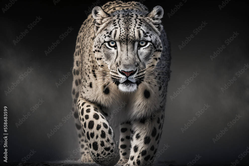 Fototapeta premium Portrait of a snow leopard, Generative AI