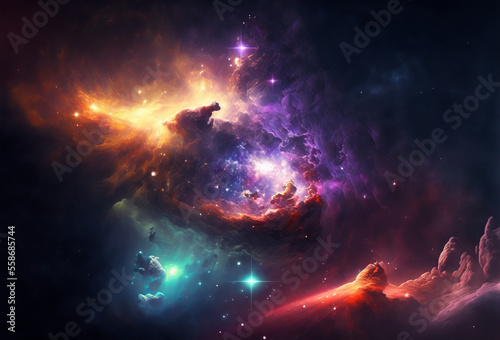Fototapeta Abstract outer space endless nebula galaxy background