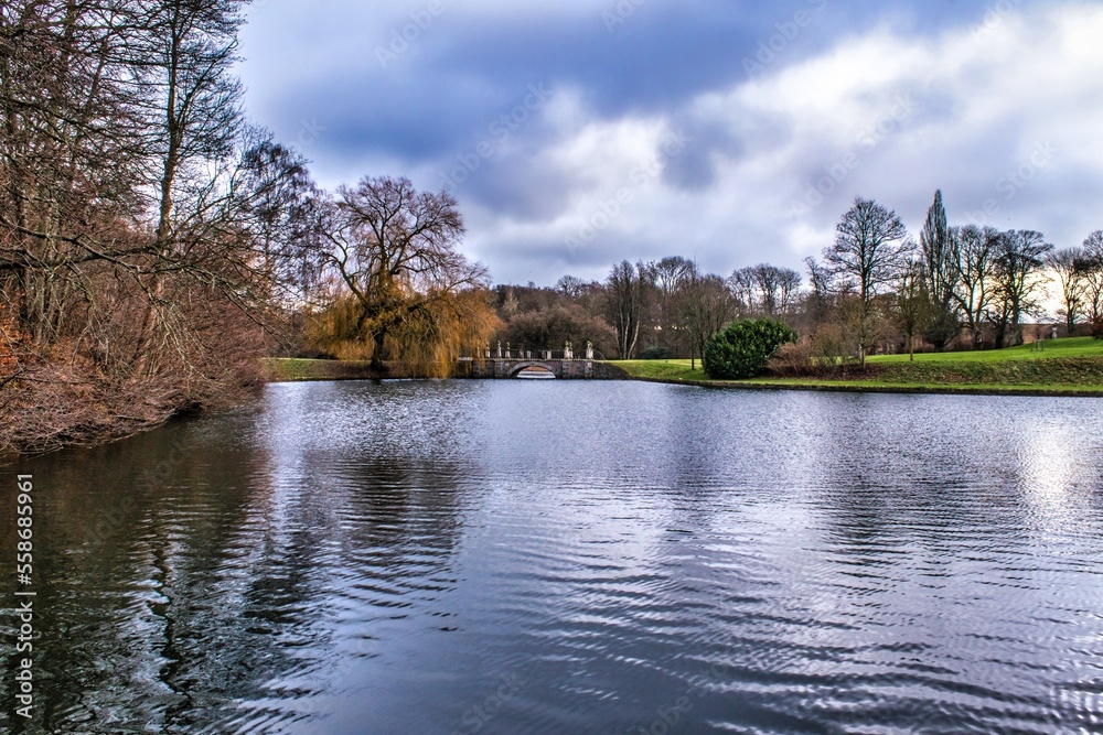 lake in the park with a bridge lake in the park with a bridge