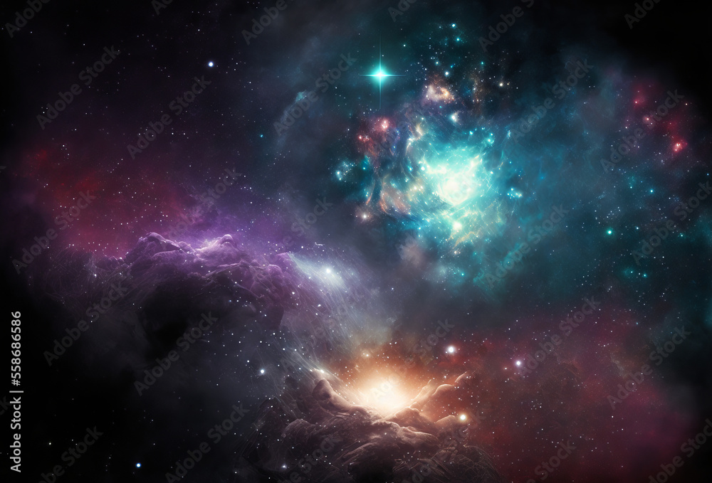 Abstract outer space endless nebula galaxy background. Generative ai
