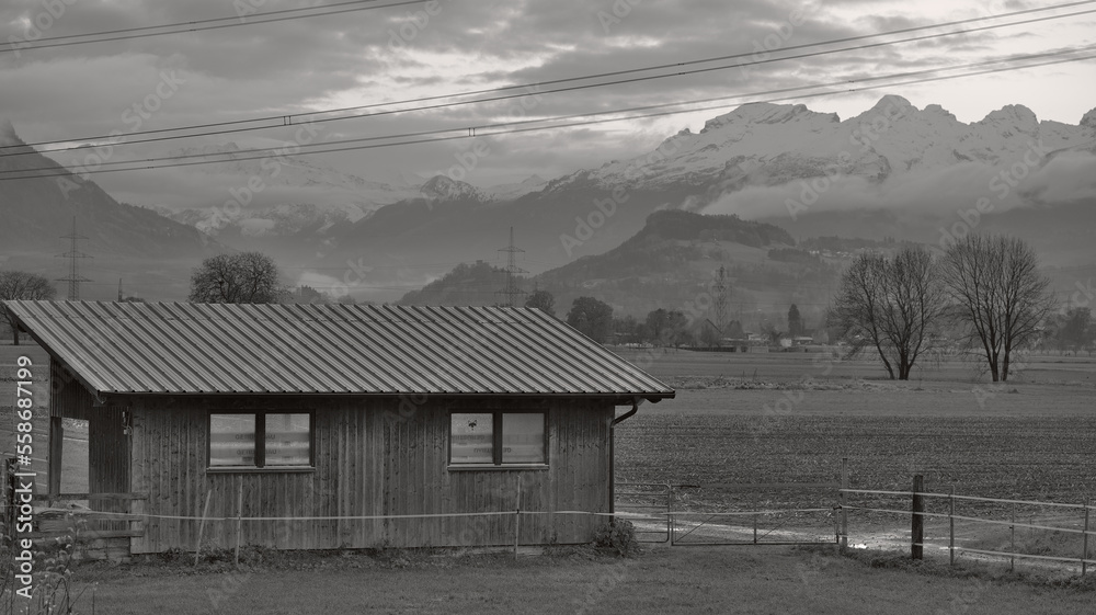 Shed with sloping roof