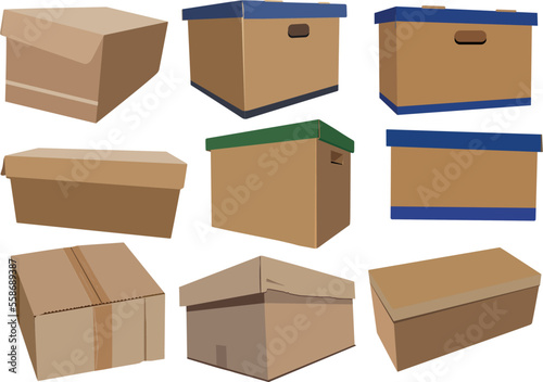Set of Cardboard Boxes carton 