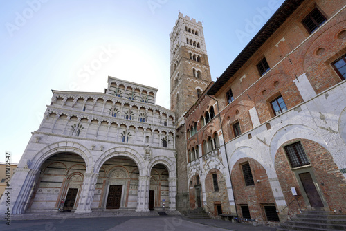 Lucca Cathedral of Saint Martin, Tuscany, Italy. Wide angle.