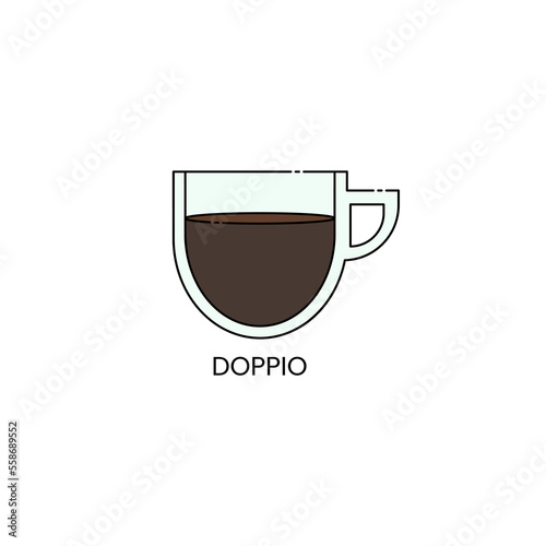 Delicious doppio coffee icon isolated. Outlined drink vector illustration design	