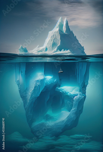 Icebergs on and under the sea