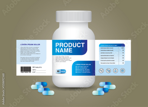supplement bottle Packaging design, Cosmetic packaging. product design. Beauty label, 3d supplement bottle vector, 3d white plastic Pills box, White medical container. healthcare bottle, vector