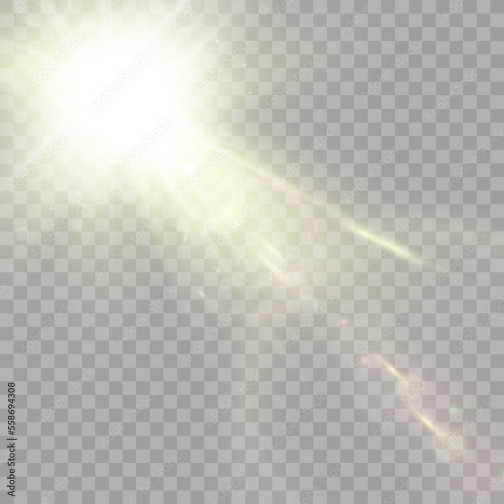 Vector transparent sunlight special lens flare light effect. Bright beautiful star. Light from the rays.	