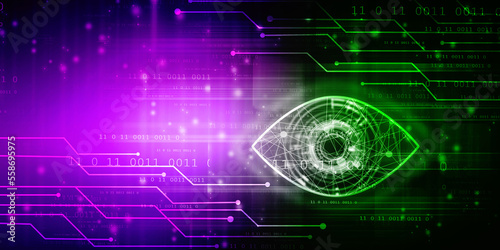 Digital composite of Eye scanning a futuristic interface 