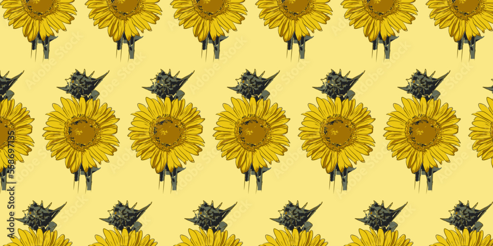 sunflower floral pattern vector for prints, covers, background textures and graphic designs 