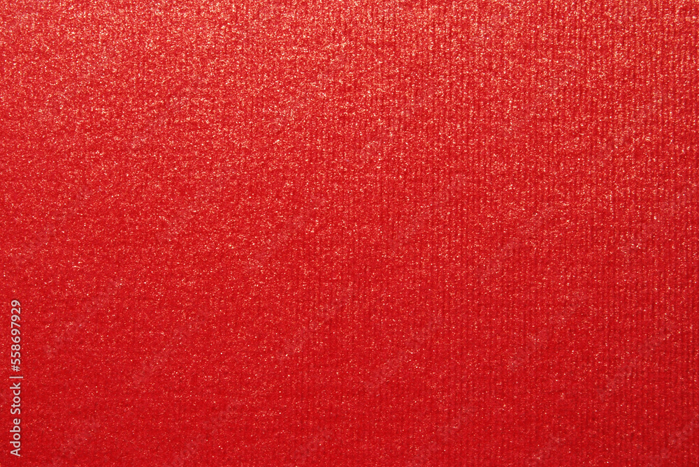 Fototapeta premium Red color ribbed cardboard texture with golden glitter effect