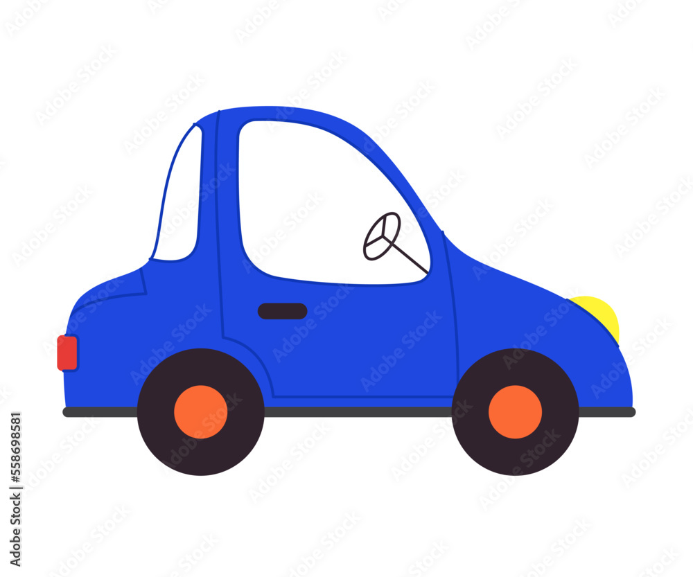 Vector cartoon blue car isolated on white backdrop. Flat vehicle icon Vector cartoon blue car isolated on white backdrop. Flat vehicle icon