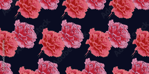 pink and red carnation floral pattern vector for prints, covers, background and textures and graphic designs