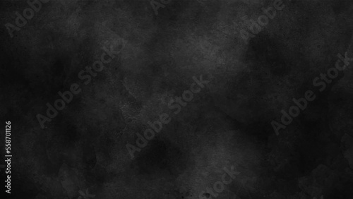 Elegant black background vector illustration with vintage distressed grunge texture and dark gray charcoal color paint, horizontal cement and concrete background