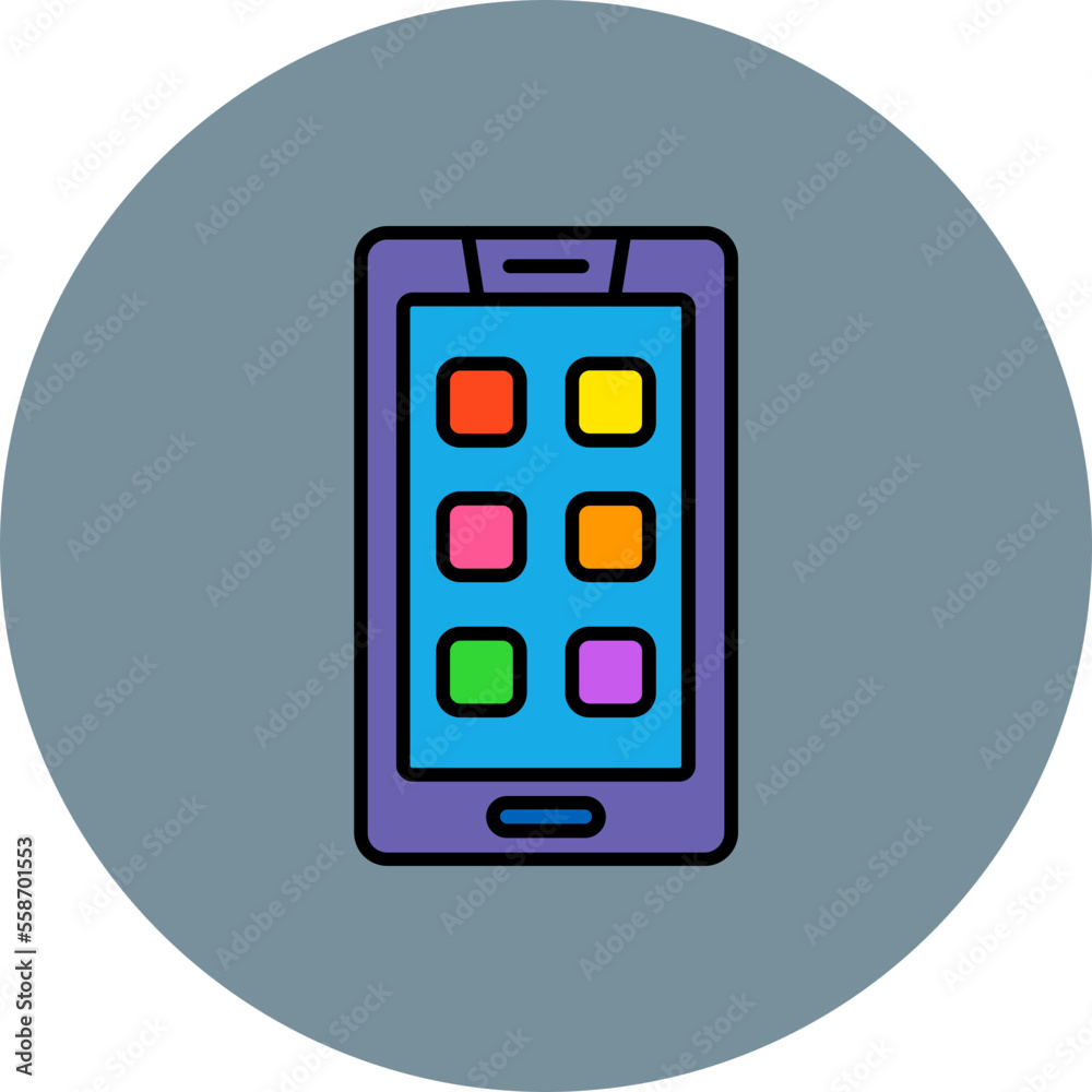 Smartphone Multicolor Circle Filled Line Icon Smartphone Multicolor Circle Filled Line Icon