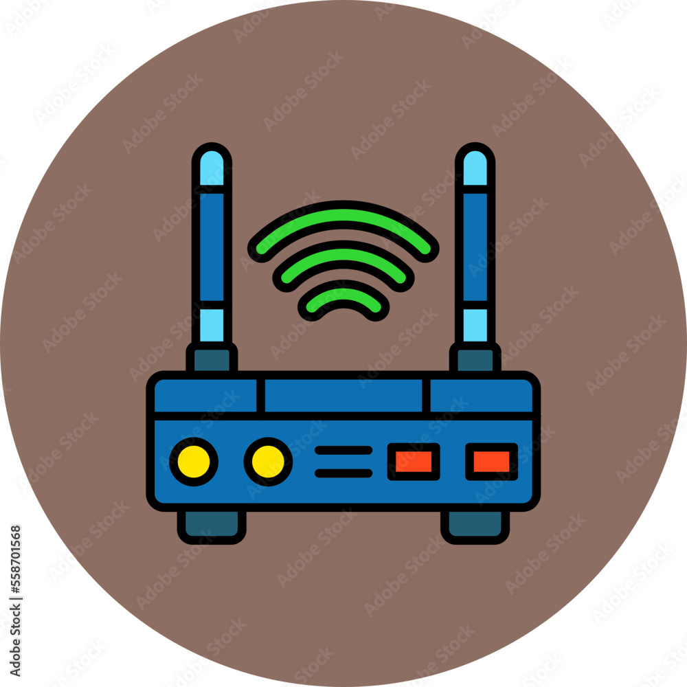 Wifi Router Multicolor Circle Filled Line Icon