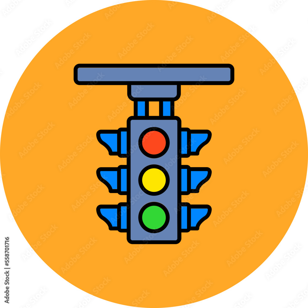 Traffic Light Multicolor Circle Filled Line Icon Traffic Light Multicolor Circle Filled Line Icon