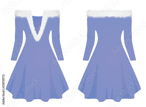 Blue  Santa girl dress. vector illustration