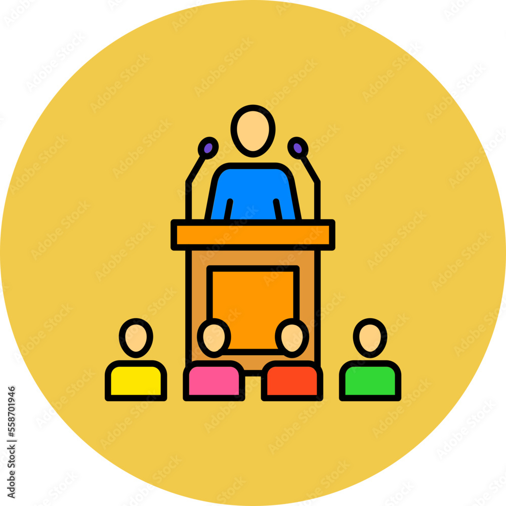 Conference Multicolor Circle Filled Line Icon Conference Multicolor Circle Filled Line Icon