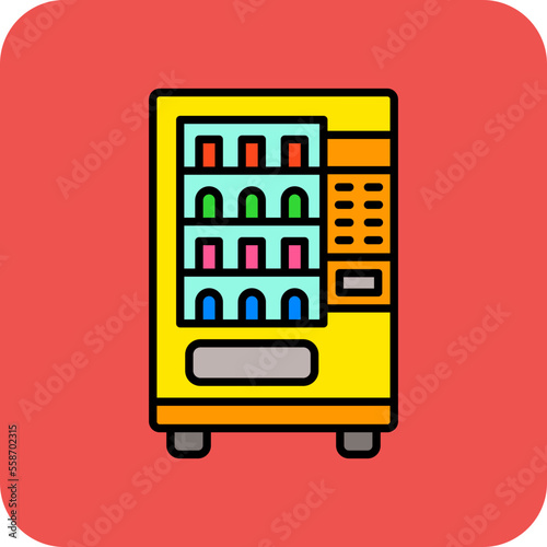 Vending Machine Multicolor Round Corner Filled Line Icon