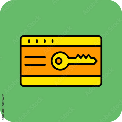 Keycard Multicolor Round Corner Filled Line Icon