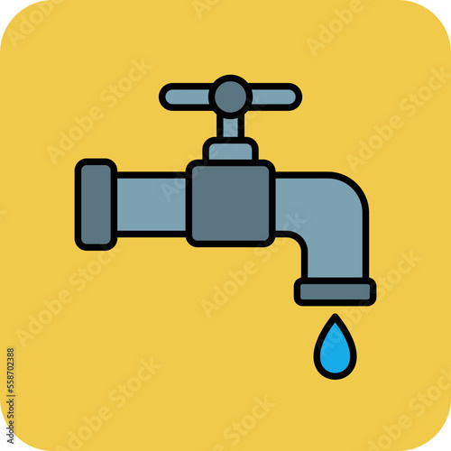 Water Tap Multicolor Round Corner Filled Line Icon