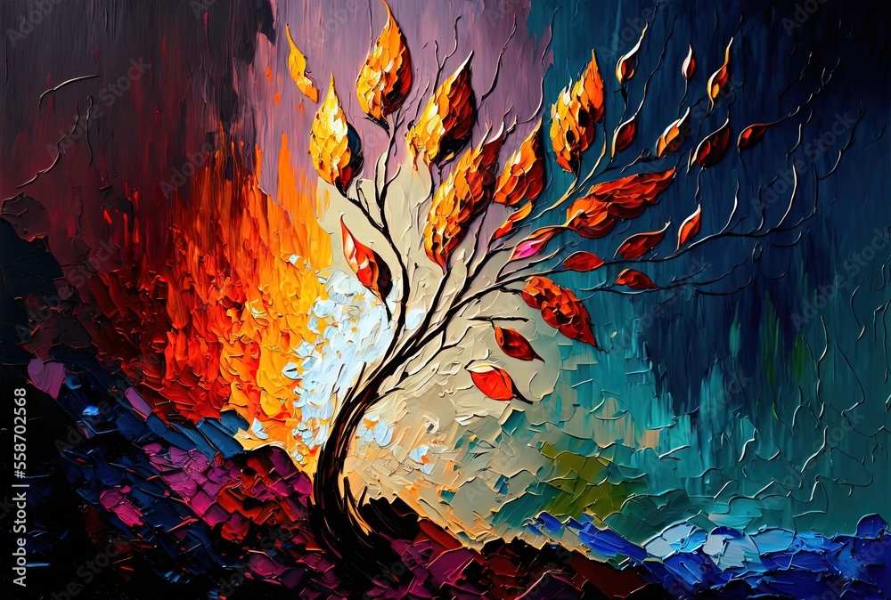Fototapeta premium oil painting illustration abstract floral background 