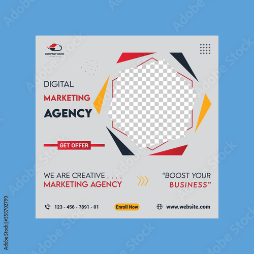 Digital marketing agency fashion medical real estate social media post Instagram vector template eps