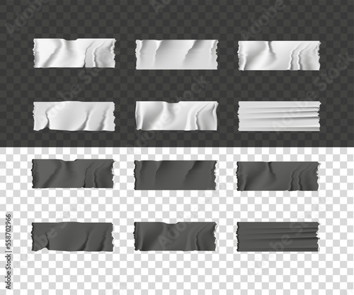 Free vector realistic metallic silver and black tape, sticker