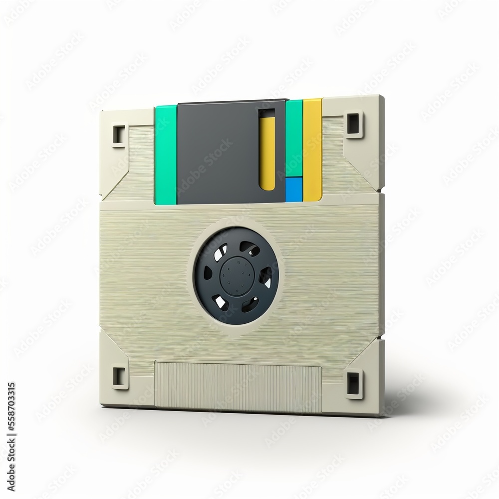 Obraz premium Antique computer floppy disk with white background. AI