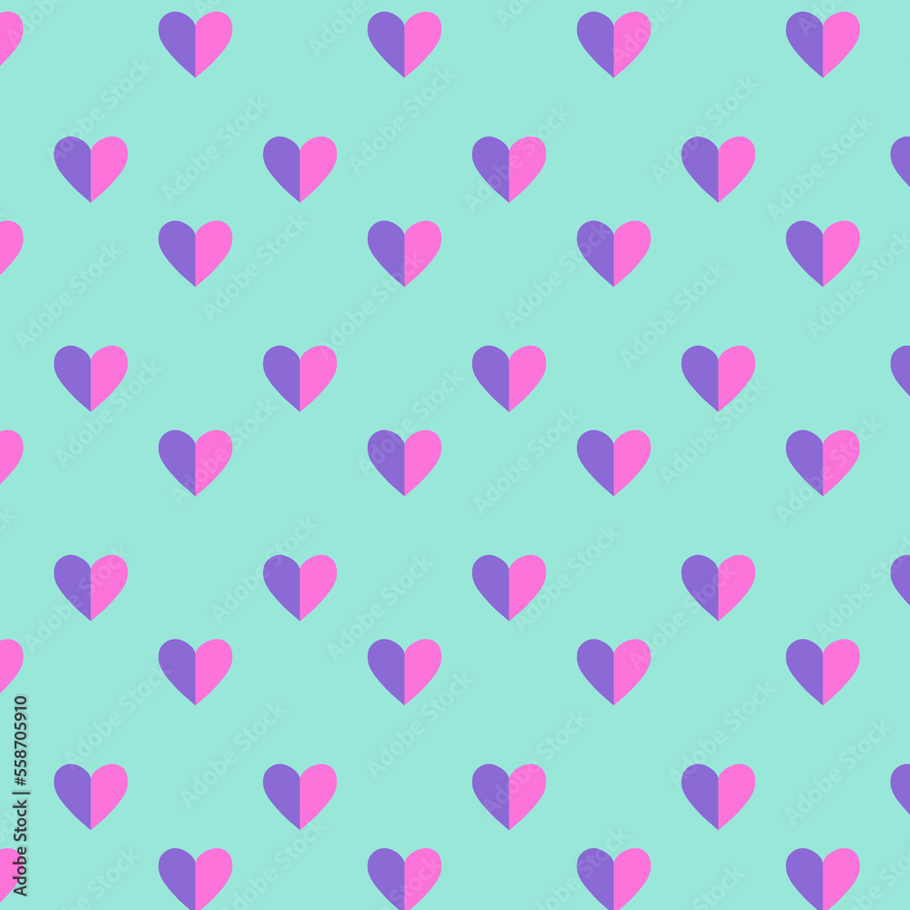 Heart Love Purple Pink Love Sweet Cute Allover Seamless Pattern Design Artwork