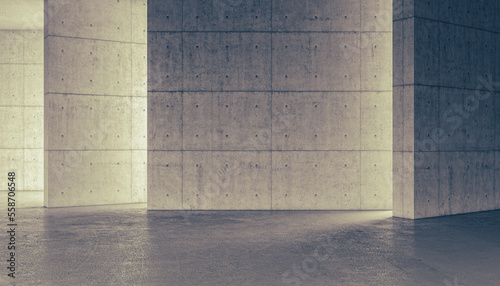 interior with reinforced concrete walls.