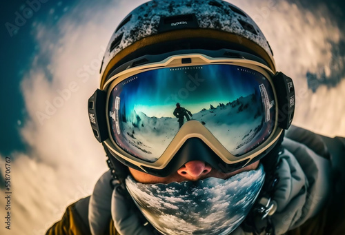 mountain hiker selfie close-up, Generative AI