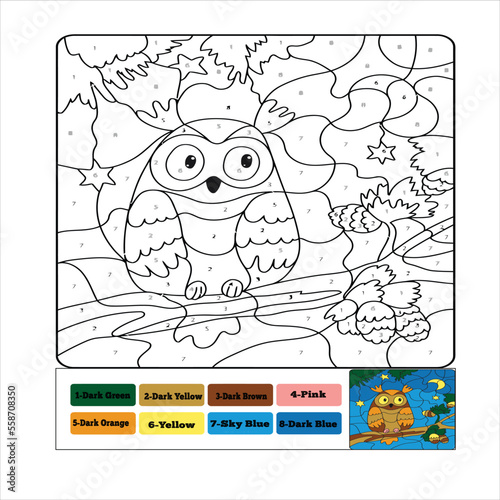 Color by numbers ice cream. Puzzle game for children education, colors for drawing and learning mathematics