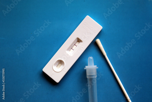 Used SARS Covid antigen test kit isolated