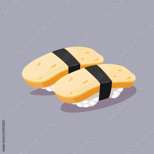 Eel sushi nigiri on white background. Unagi nigiri. Traditional Japanese food.