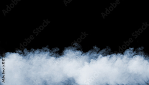 Smoke over black background. Fog or steam abstract texture.