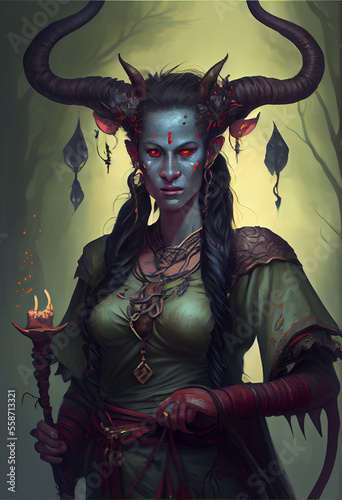 Tiefling Druid Woman - generative ai