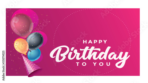 happy birthday logo with a pink background.