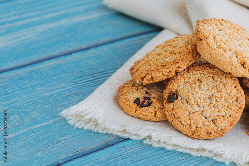 Chocolate cookies with white background . cookies background . copy space