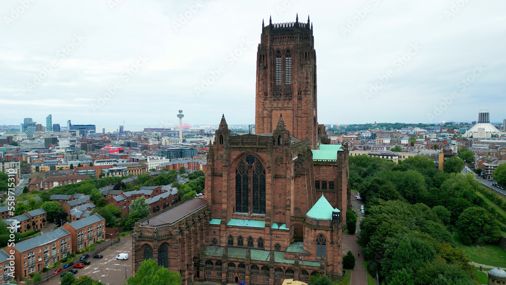 Liverpool Cathedral from above - aerial view - drone photography