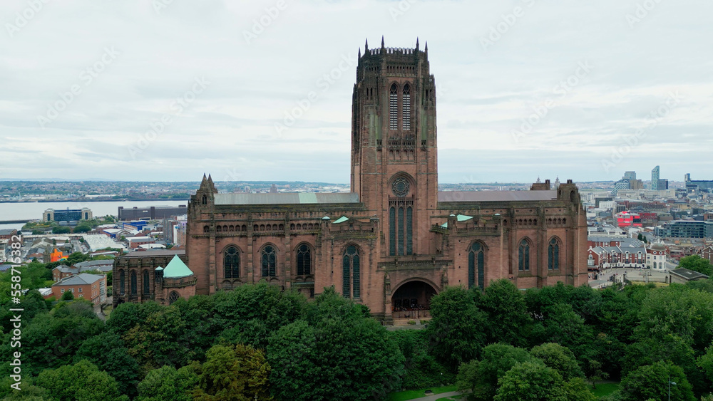 Liverpool Cathedral from above - aerial view - drone photography