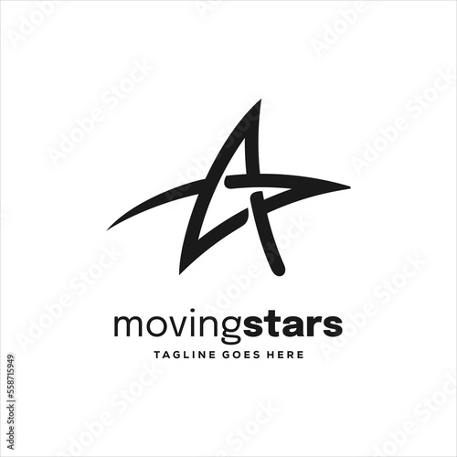 moving star icon or logo template in vector format